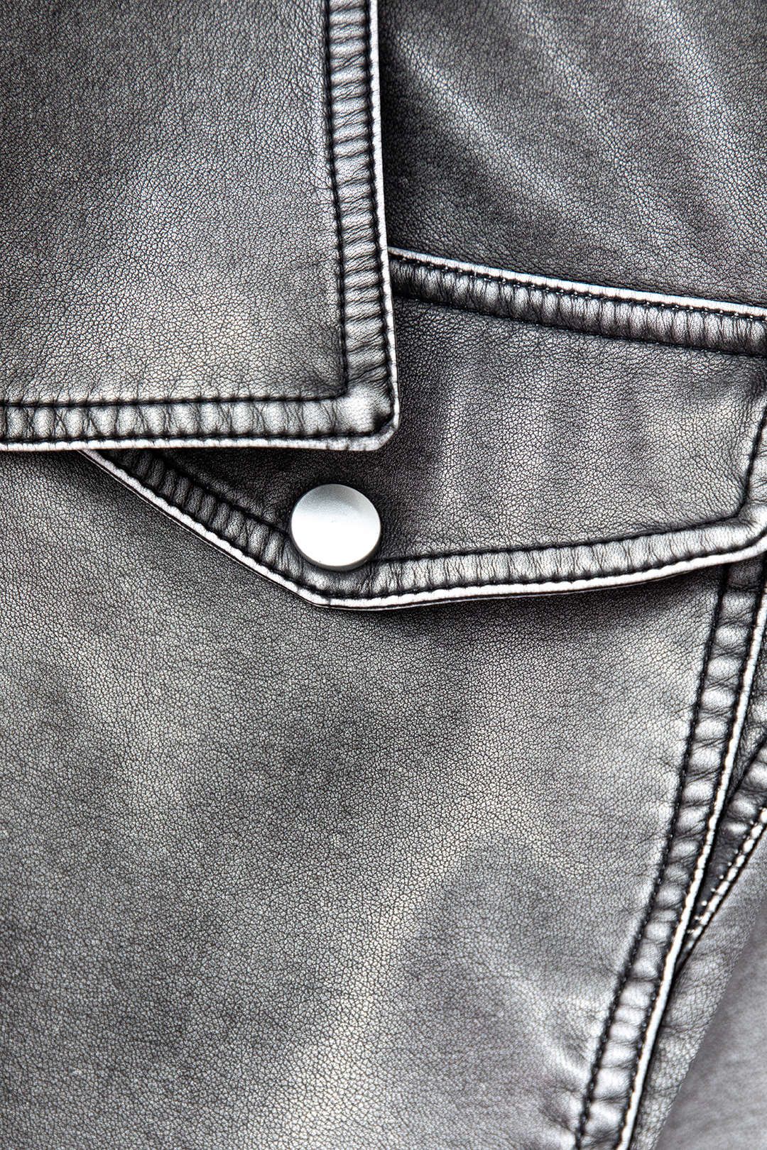 Faux Leather Collar Flap Pocket Jacket sold by Micas product image thumbnail 3