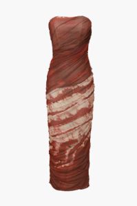 Abstract Mesh Strapless Midi Dress sold by Micas