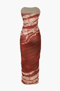 Abstract Mesh Strapless Midi Dress sold by Micas