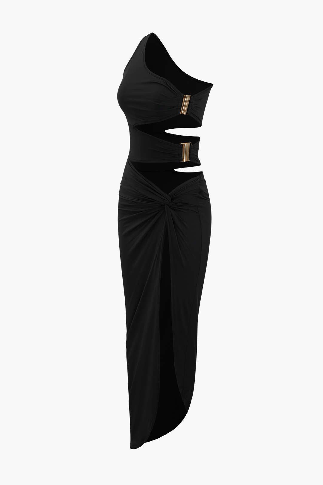 One Shoulder Cut Out Twisted Midi Dress sold by Micas product image thumbnail 3