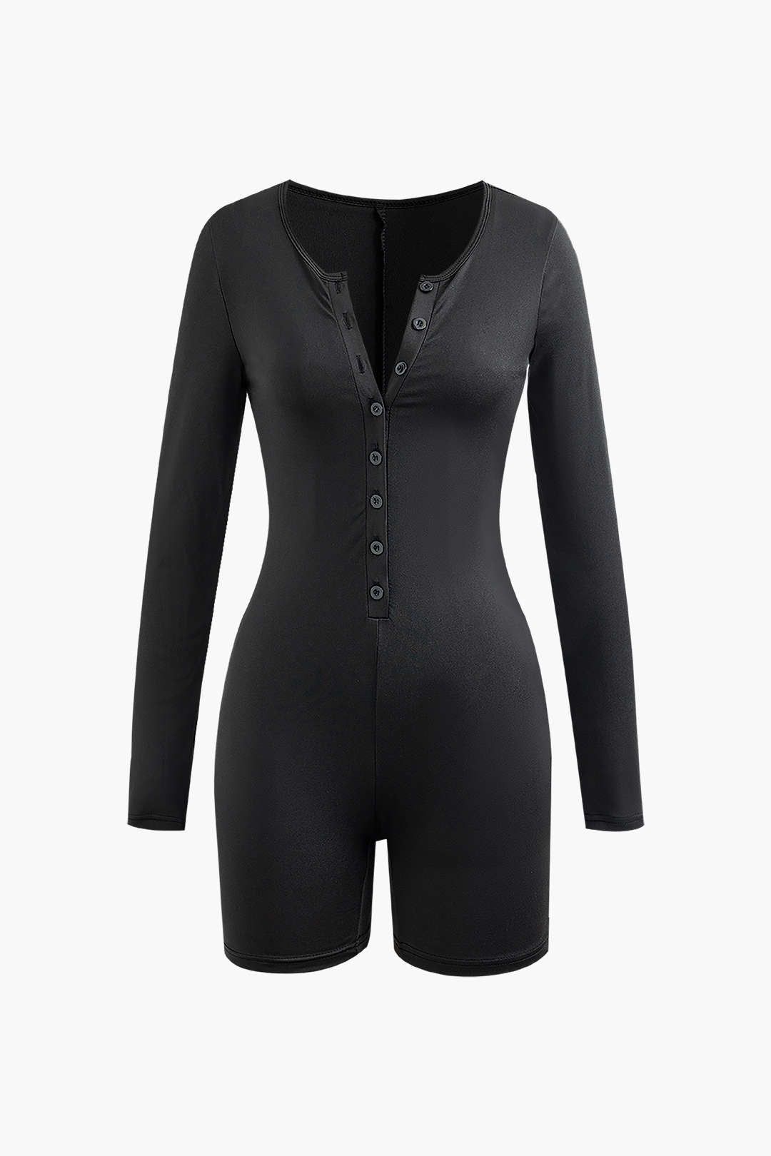 Solid Button Up Long Sleeve Romper sold by Micas product image thumbnail 2