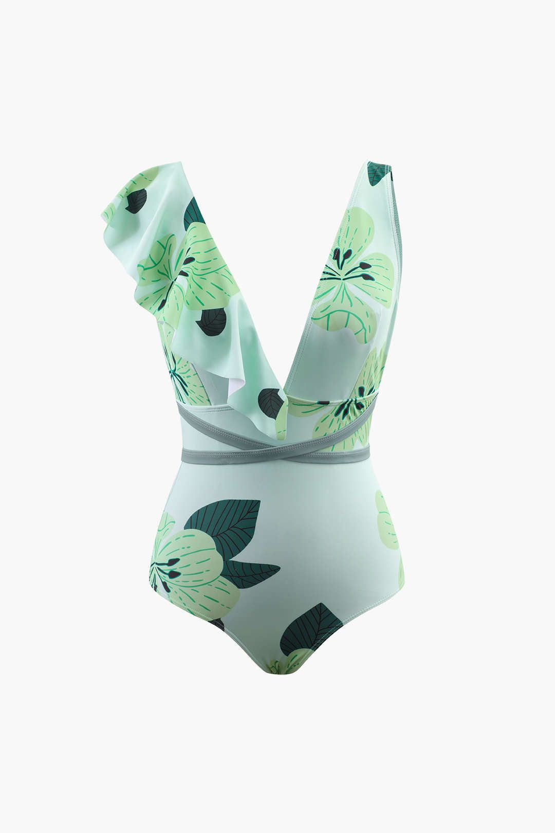 Floral Print Ruffle One Piece Swimsuit sold by Micas
