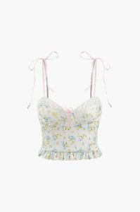 Floral Print Tie Strap Cami Top sold by Micas