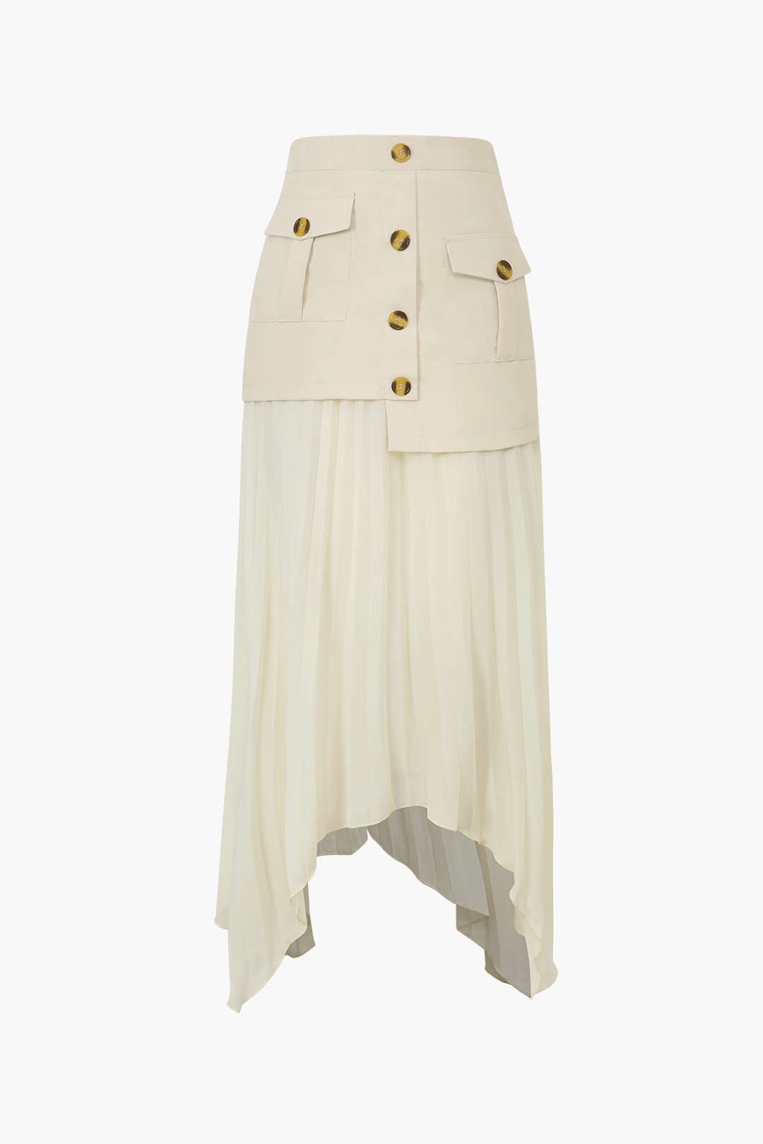 Asymmetrical Pleated Midi Skirt sold by Micas