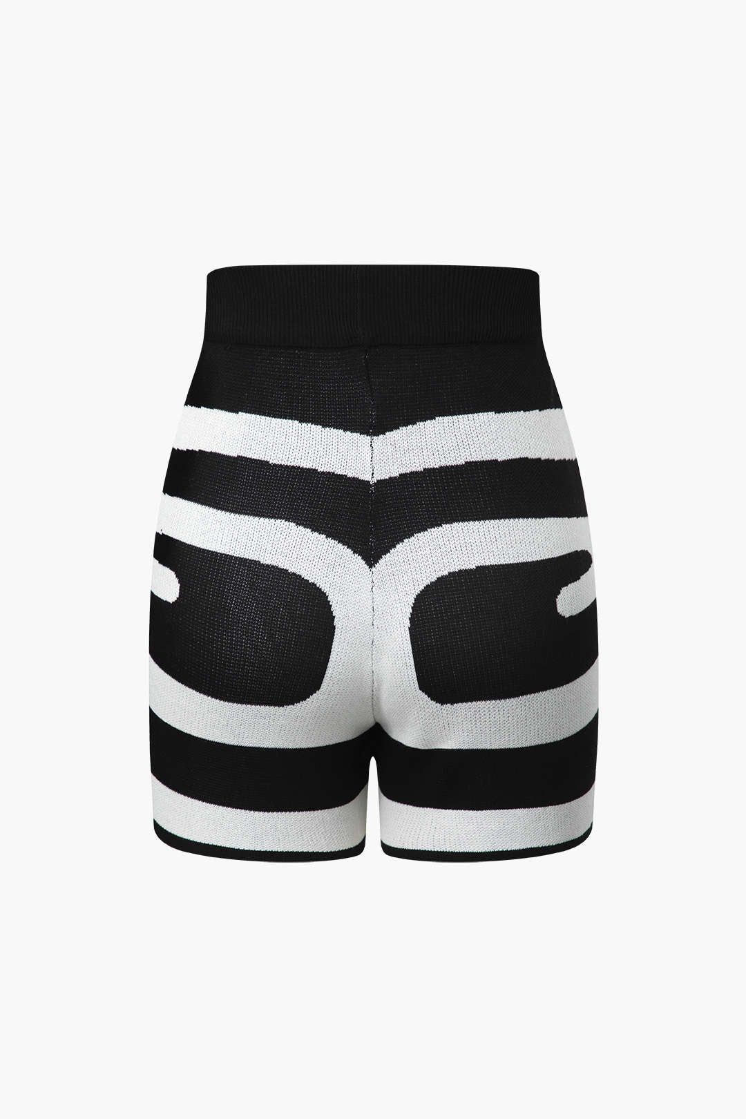 Black And White Knit Sleeveless Top And High Waisted Shorts Set sold by Micas product image thumbnail 6