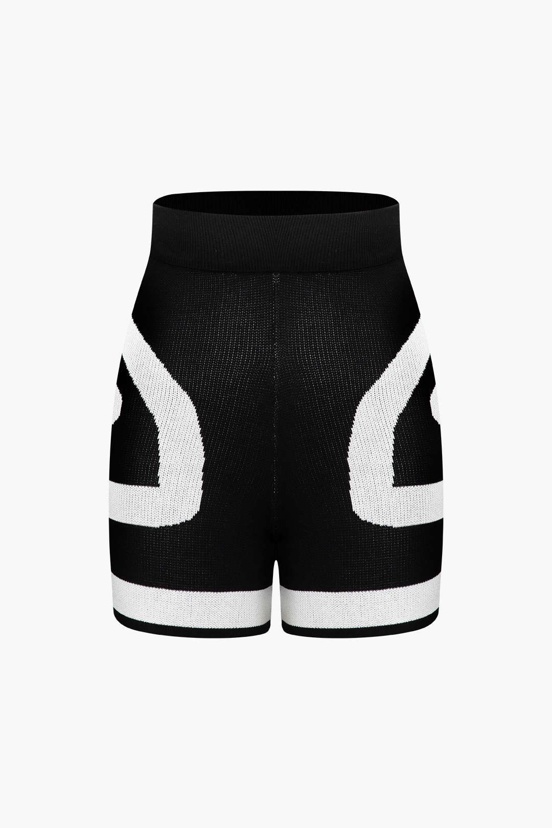 Black And White Knit Sleeveless Top And High Waisted Shorts Set sold by Micas product image thumbnail 3