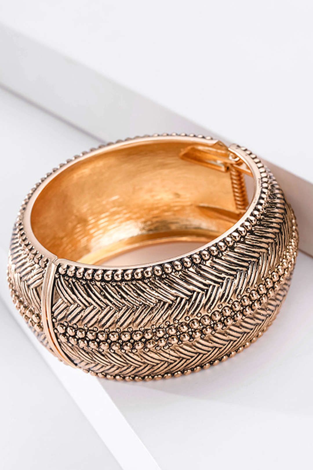 Drum Shaped Textured Cuff Bangle sold by Micas product image thumbnail 2