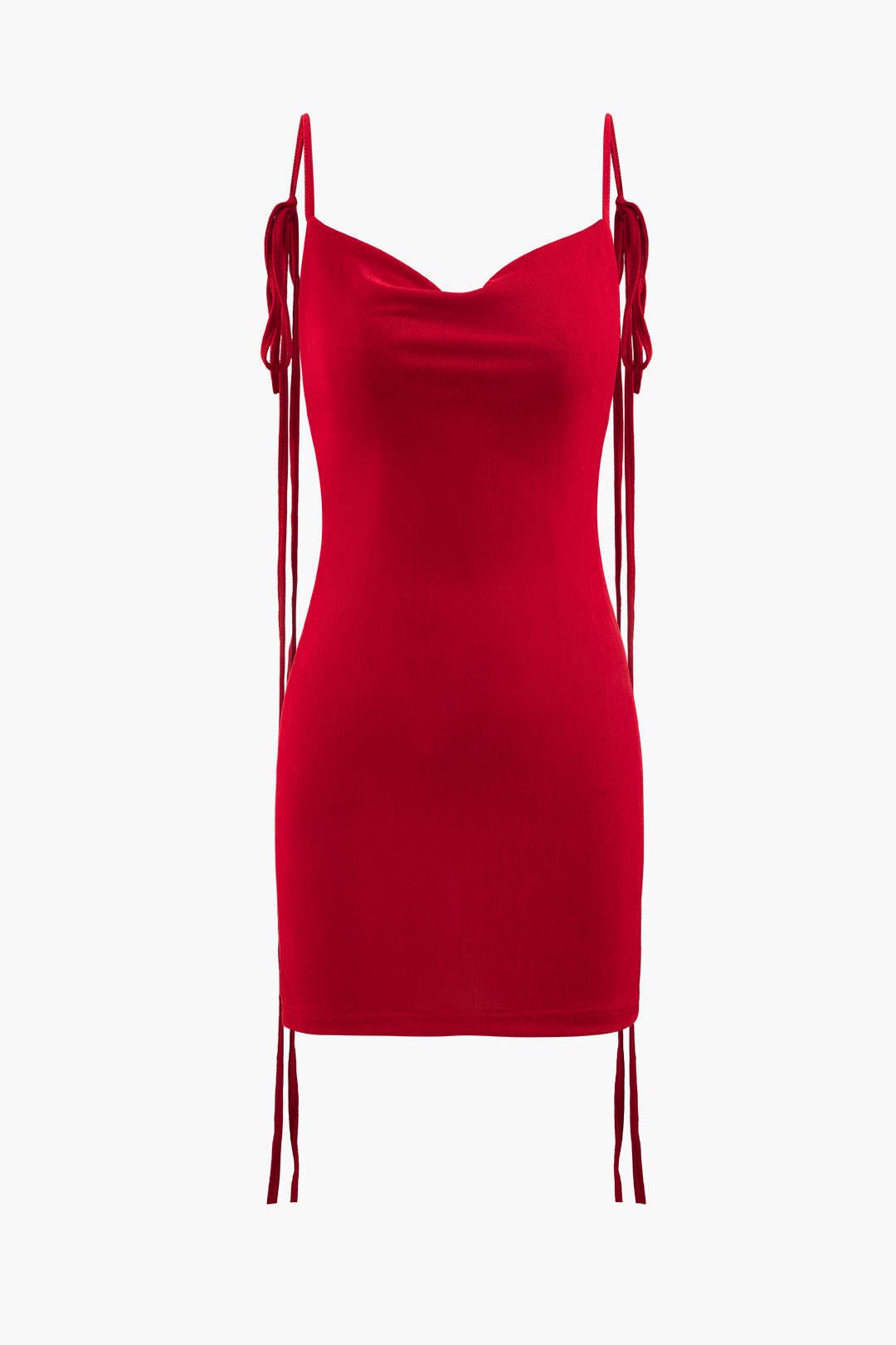 Cowl Neck Backless Drape Mini Dress sold by Micas