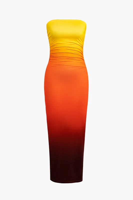 Ombre Strapless Midi Dress sold by Micas