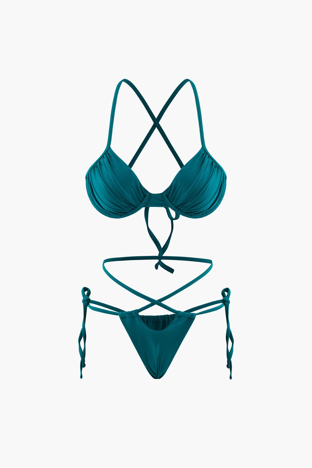 Ruched Bust Tie Bikini Swimsuit sold by Micas