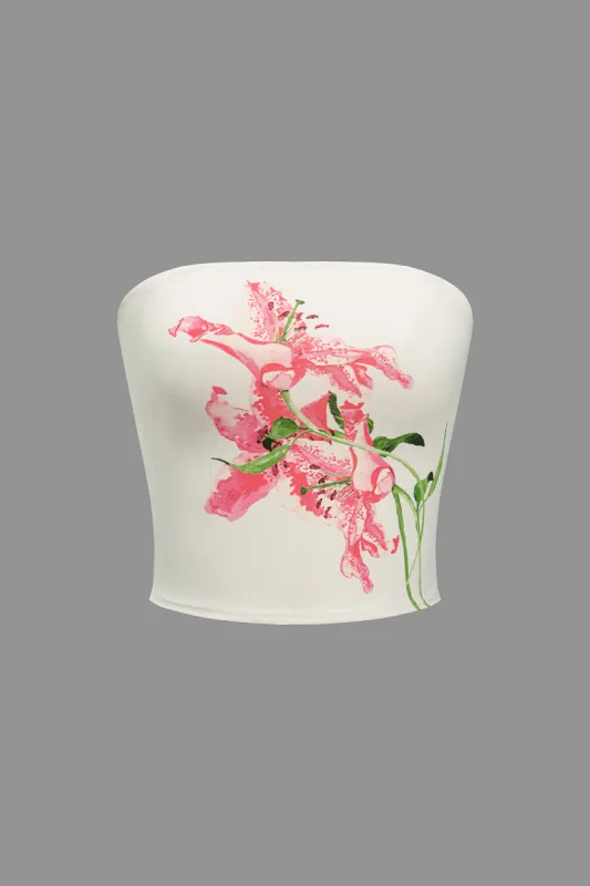 Blomsterprint stropløs rør top sold by Micas