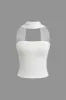 Basic Solid Halter Neck Sleeveless Tank Top sold by Micas