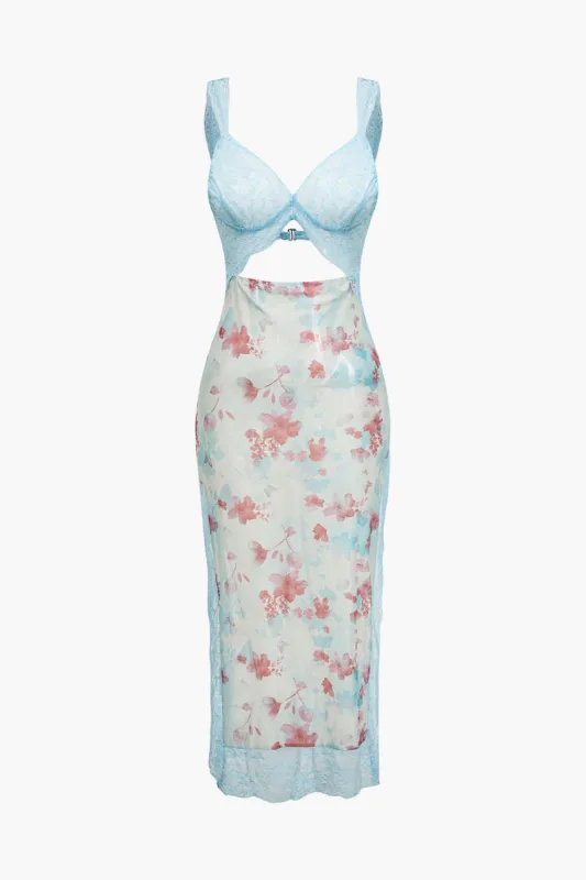 Blomsterprint blonder Slit maxi kjole sold by Micas