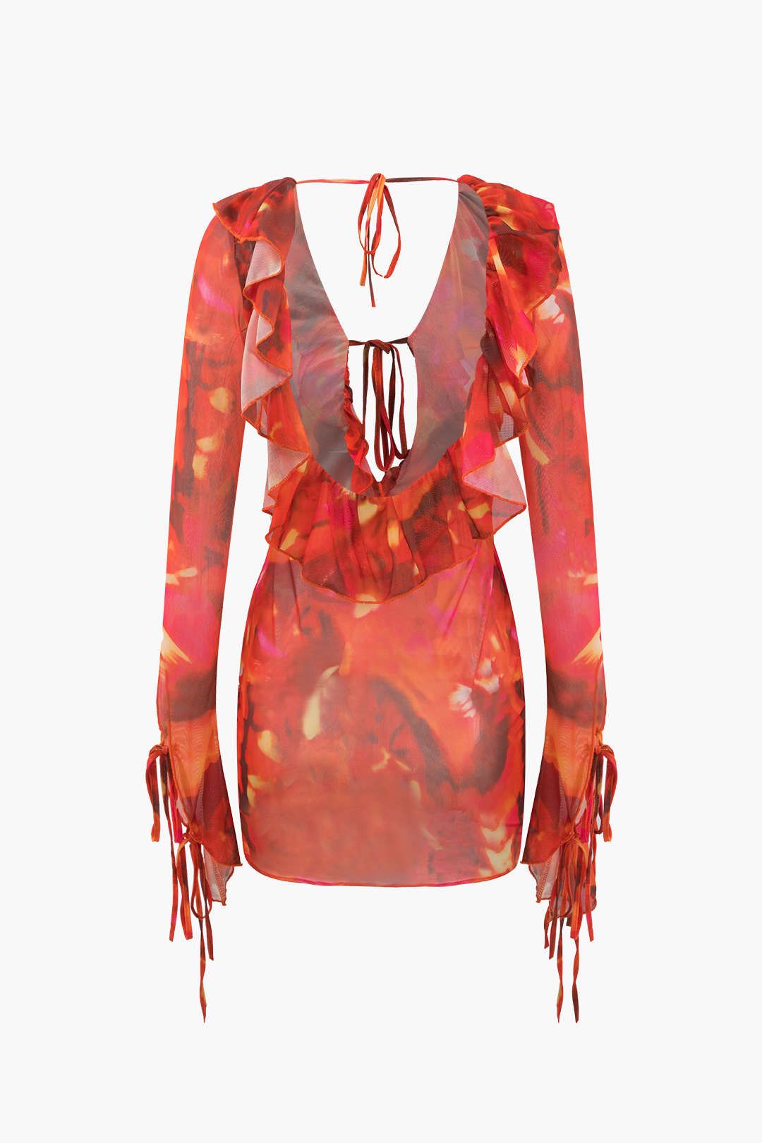 Abstract Print Tie Front Ruffle Mini Dress sold by Micas product image thumbnail 2