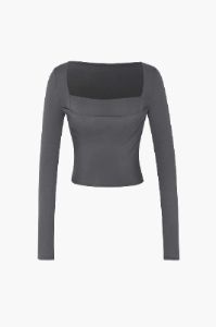 Square Neck Ruched Long Sleeve Top sold by Micas
