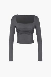 Square Neck Ruched Long Sleeve Top sold by Micas