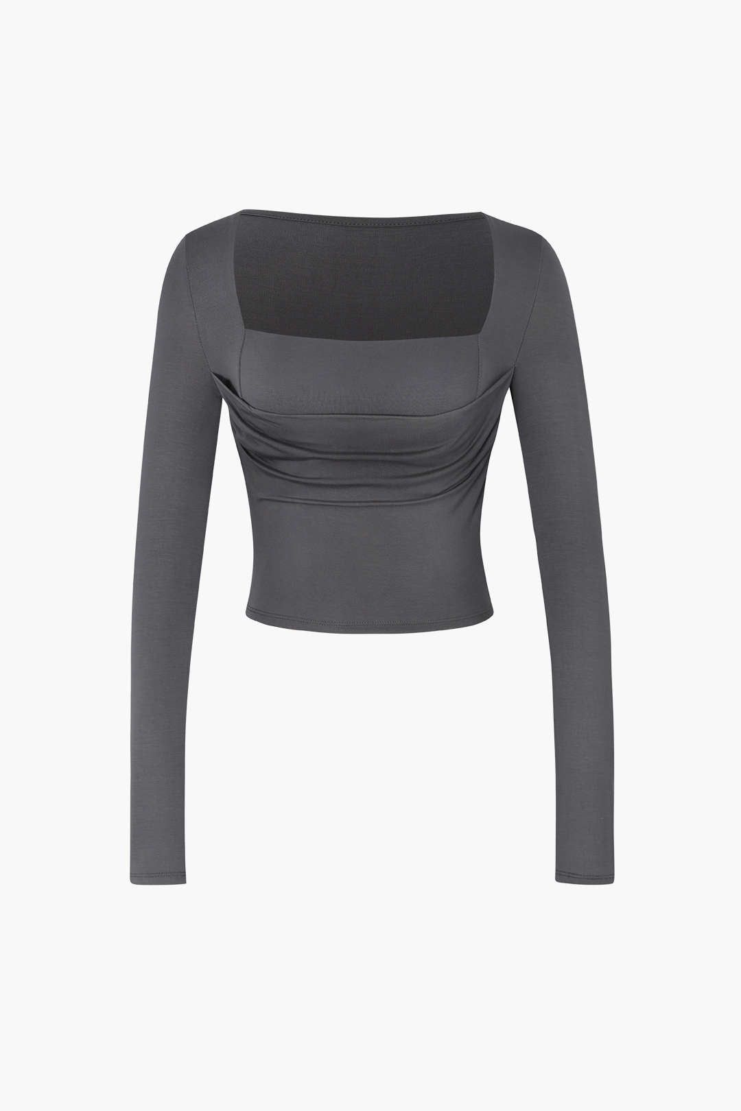 Square Neck Ruched Long Sleeve Top sold by Micas