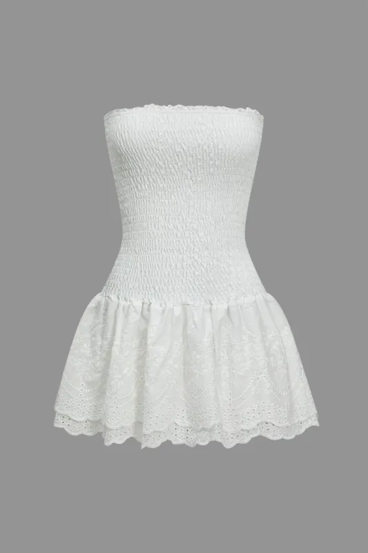 Solid Cut Out Embossed Shirred Mini Dress sold by Micas