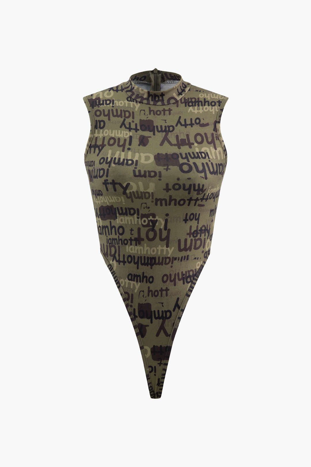 Letter Print Sleeveless Bodysuit sold by Micas