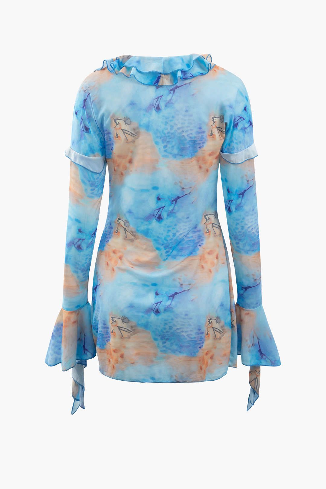 Floral & Leopard Print Ruffles V-neck Mini Dress sold by Micas product image thumbnail 2