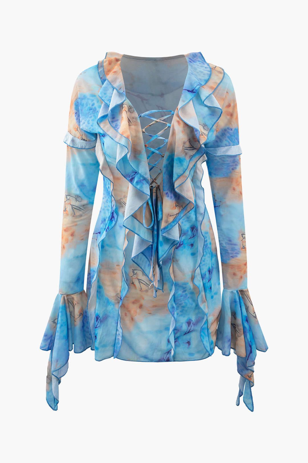 Floral & Leopard Print Ruffles V-neck Mini Dress sold by Micas