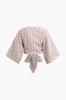 Striped Knot Deep V-Neck Crop Short Sleeve Shirt sold by Micas