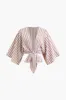 Striped Knot Deep V-Neck Crop Short Sleeve Shirt sold by Micas