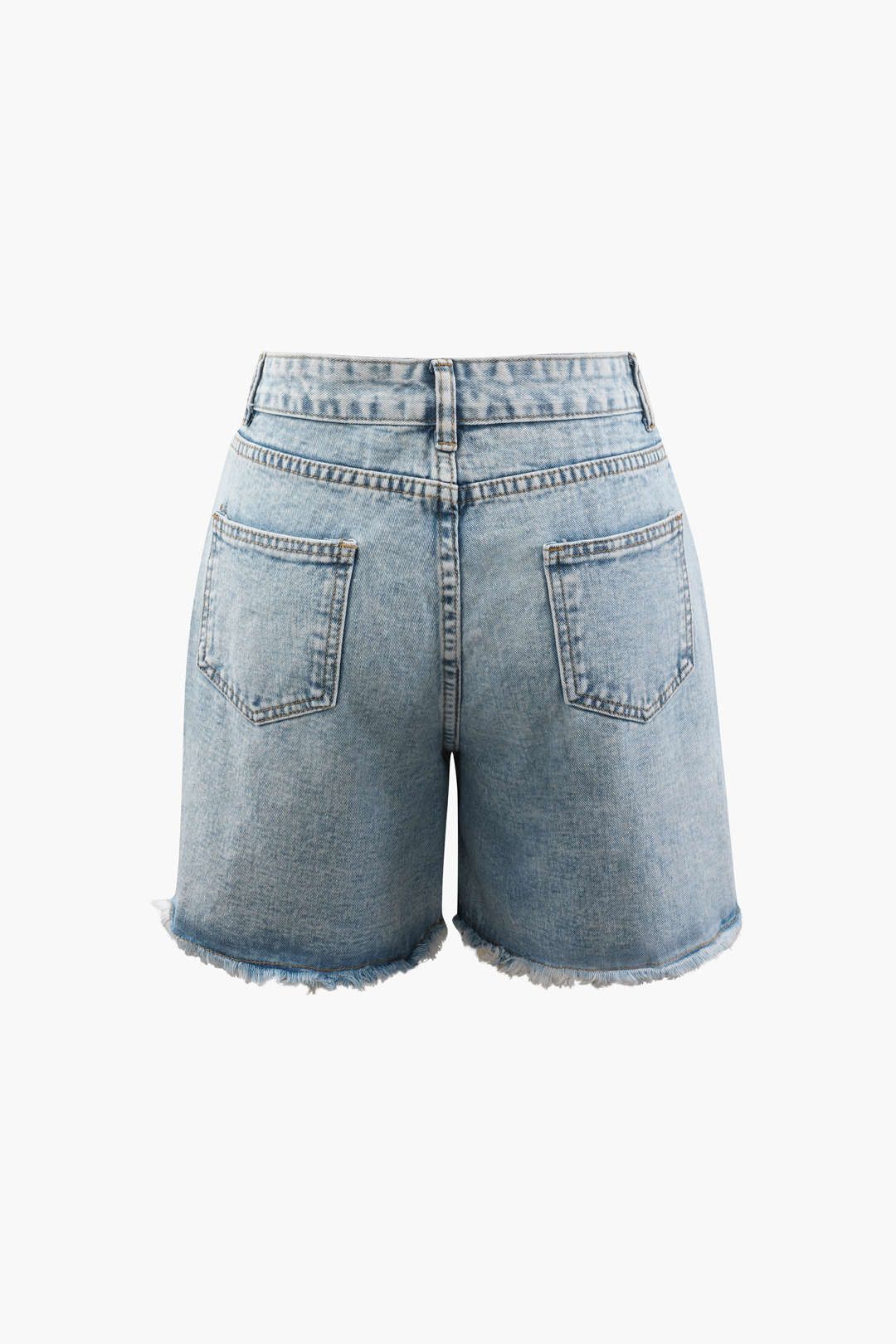 Asymmetric Waist Frayed Denim Shorts sold by Micas product image thumbnail 2