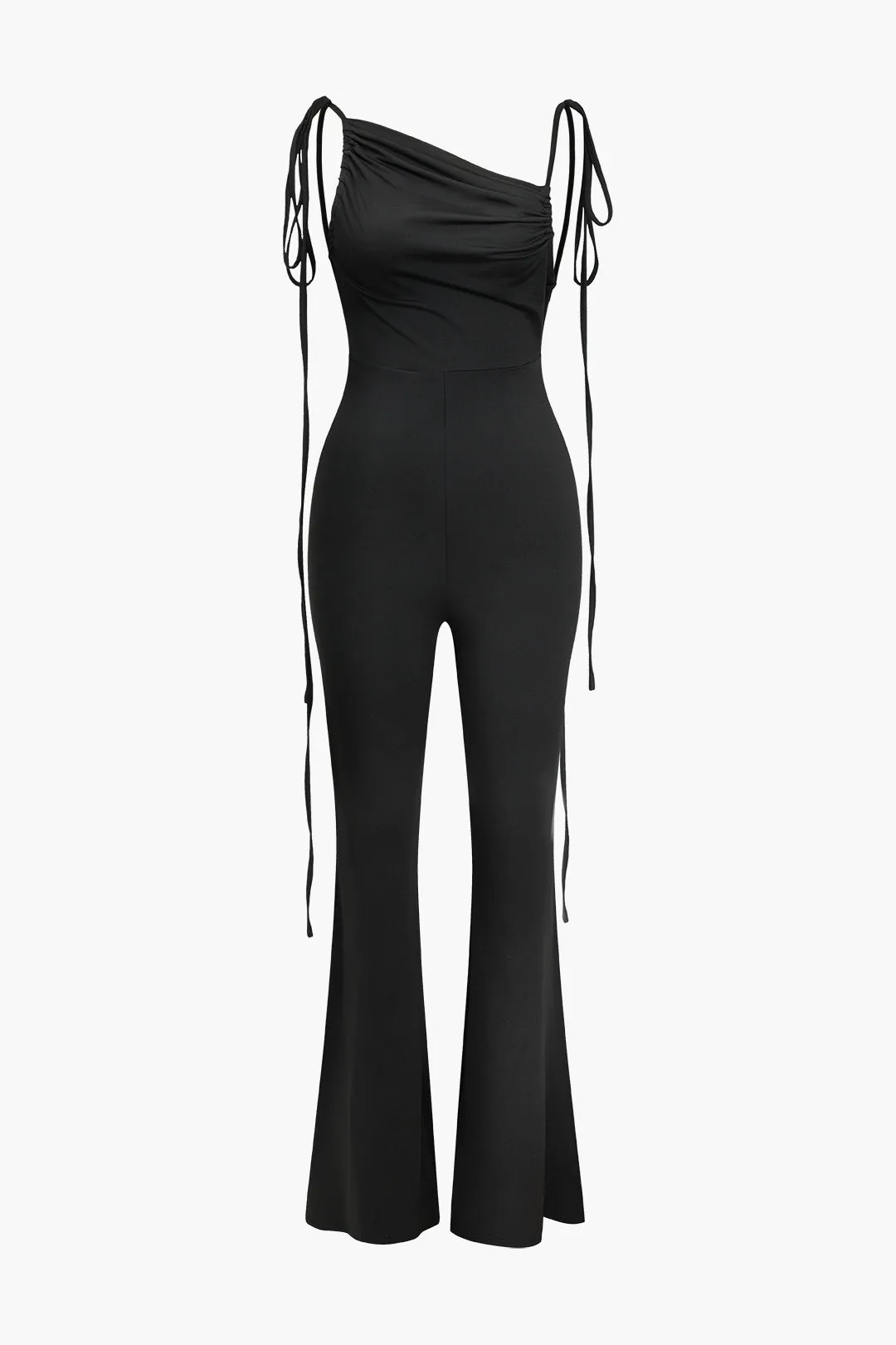 Solid Backless Asymmetrical Ruched Jumpsuit sold by Micas