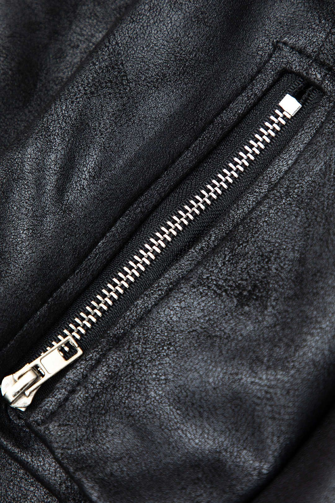 Round Neck Faux Leather Zipper Jacket sold by Micas product image thumbnail 5