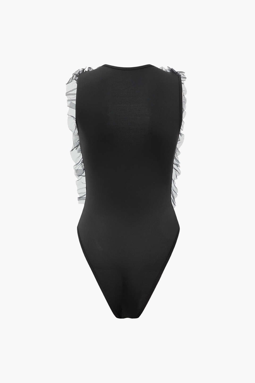 Frill Trim Deep V-neck Bodysuit sold by Micas product image thumbnail 2