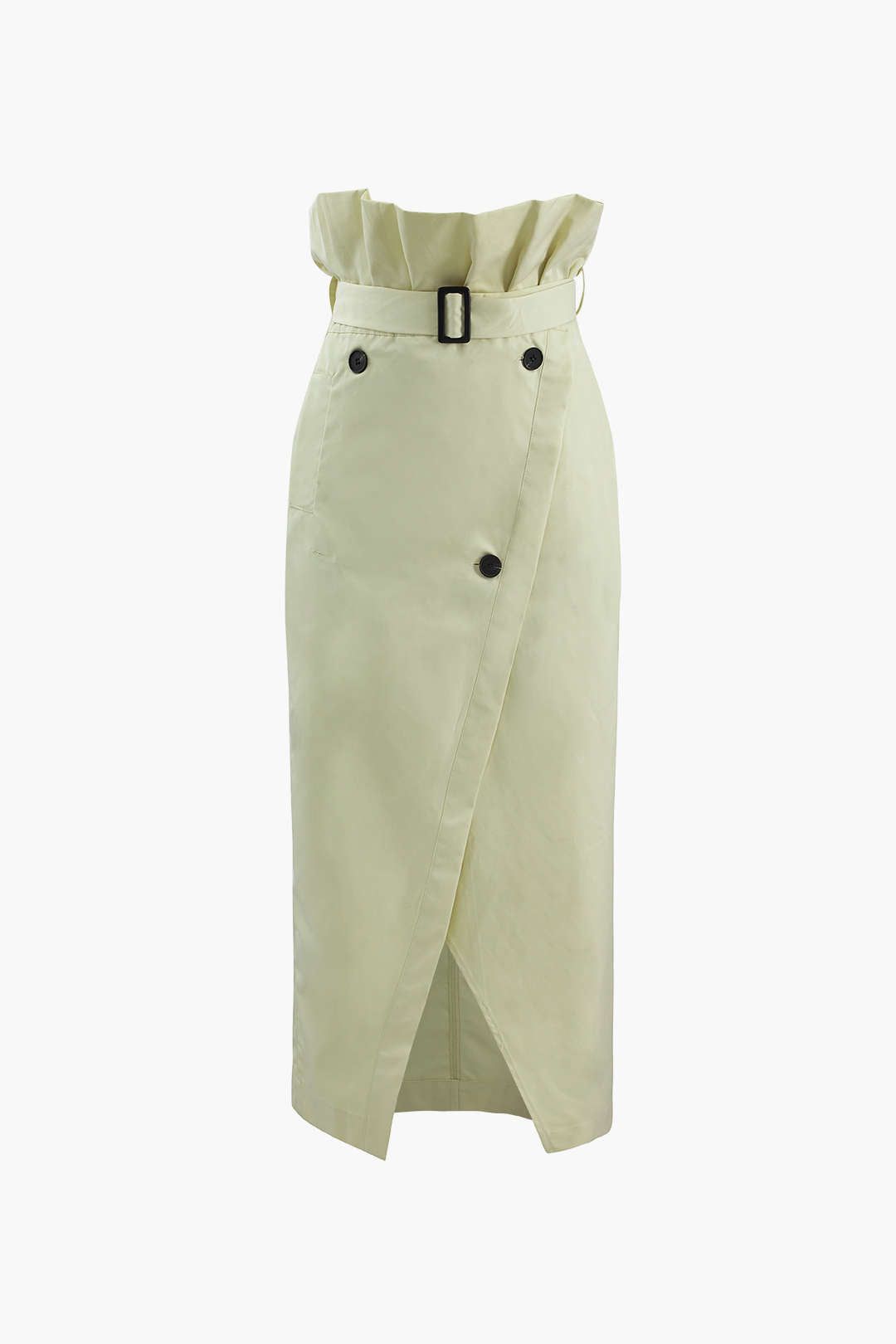 Ruched Belted Wrap Midi Skirt sold by Micas