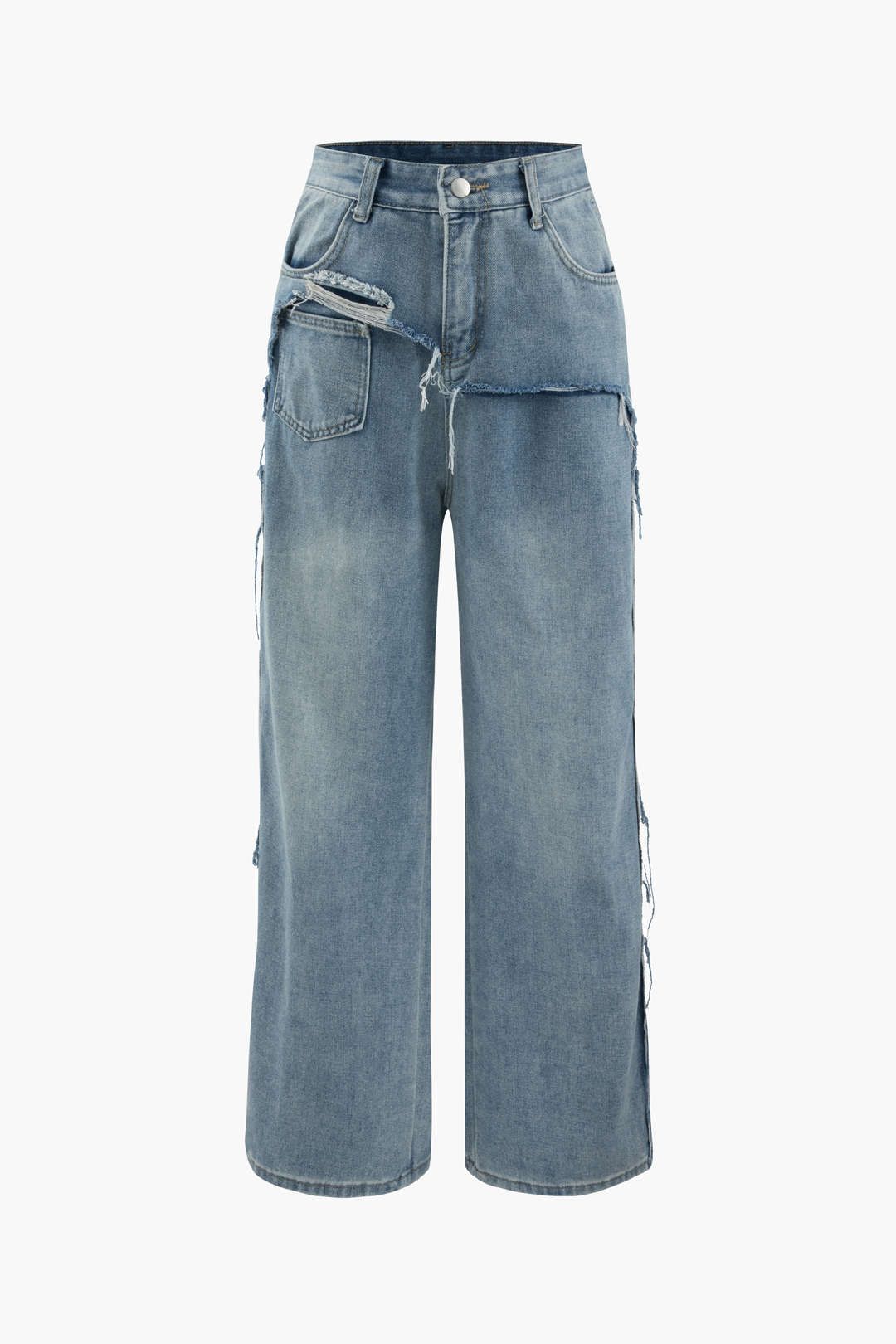 Patchwork Frayed Jeans sold by Micas