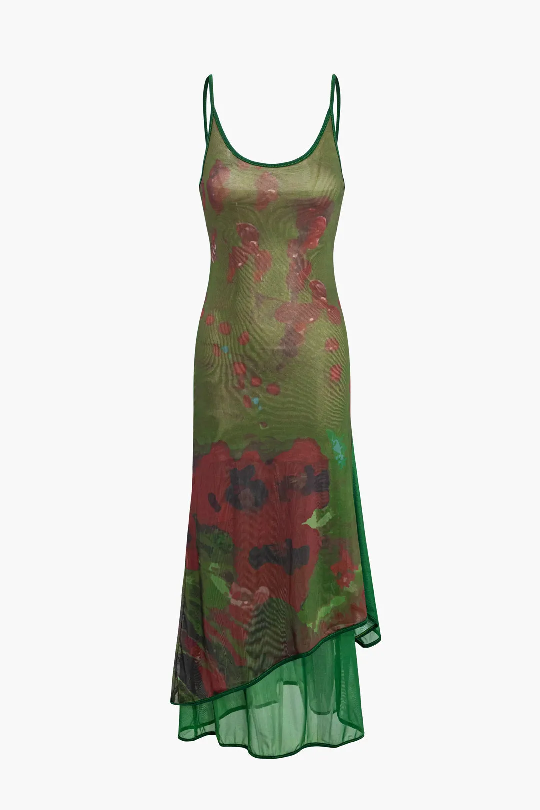 Floral Print Mesh Layer Slip Midi Dress sold by Micas