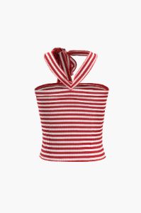 Flower Embellished Striped Tube Top sold by Micas