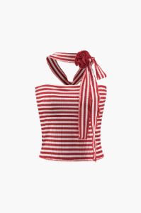 Flower Embellished Striped Tube Top sold by Micas