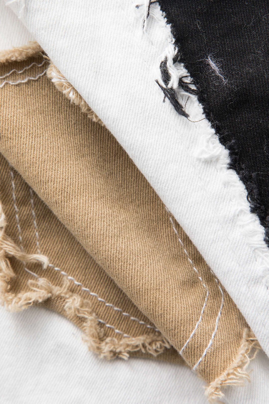 Patchwork Frayed Denim Shorts sold by Micas product image thumbnail 3