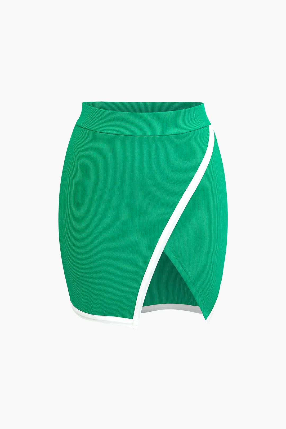 Kontrastfri rygløs top og slids asymmetrisk mini-nederdelsæt sold by Micas product image thumbnail 3