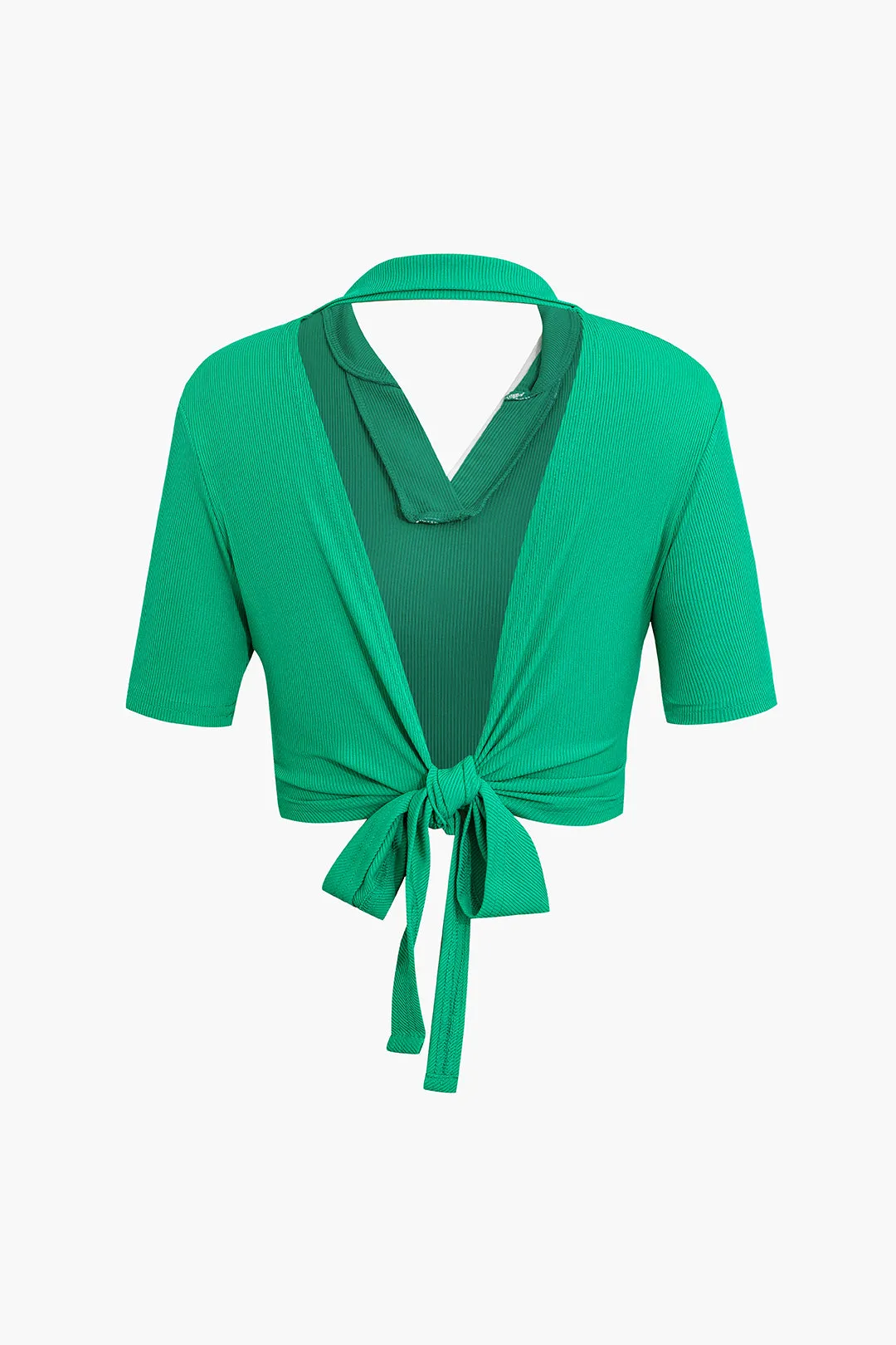 Kontrastfri rygløs top og slids asymmetrisk mini-nederdelsæt sold by Micas product image thumbnail 4