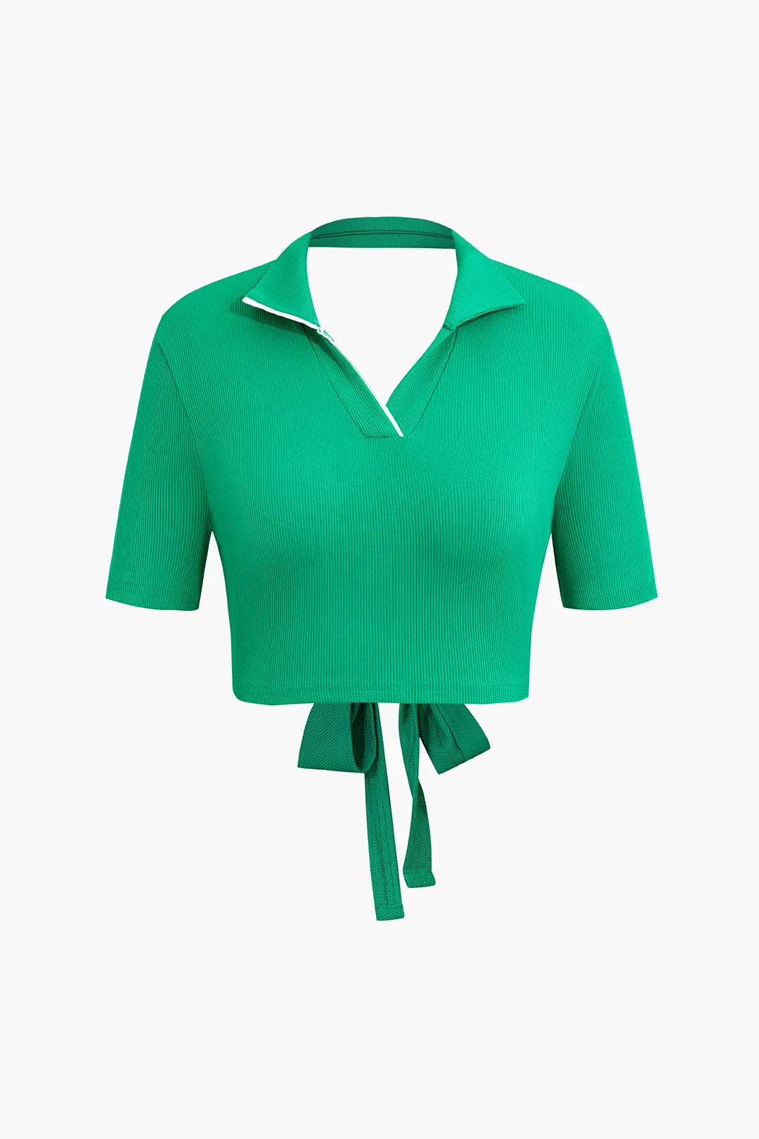 Kontrastfri rygløs top og slids asymmetrisk mini-nederdelsæt sold by Micas product image thumbnail 2