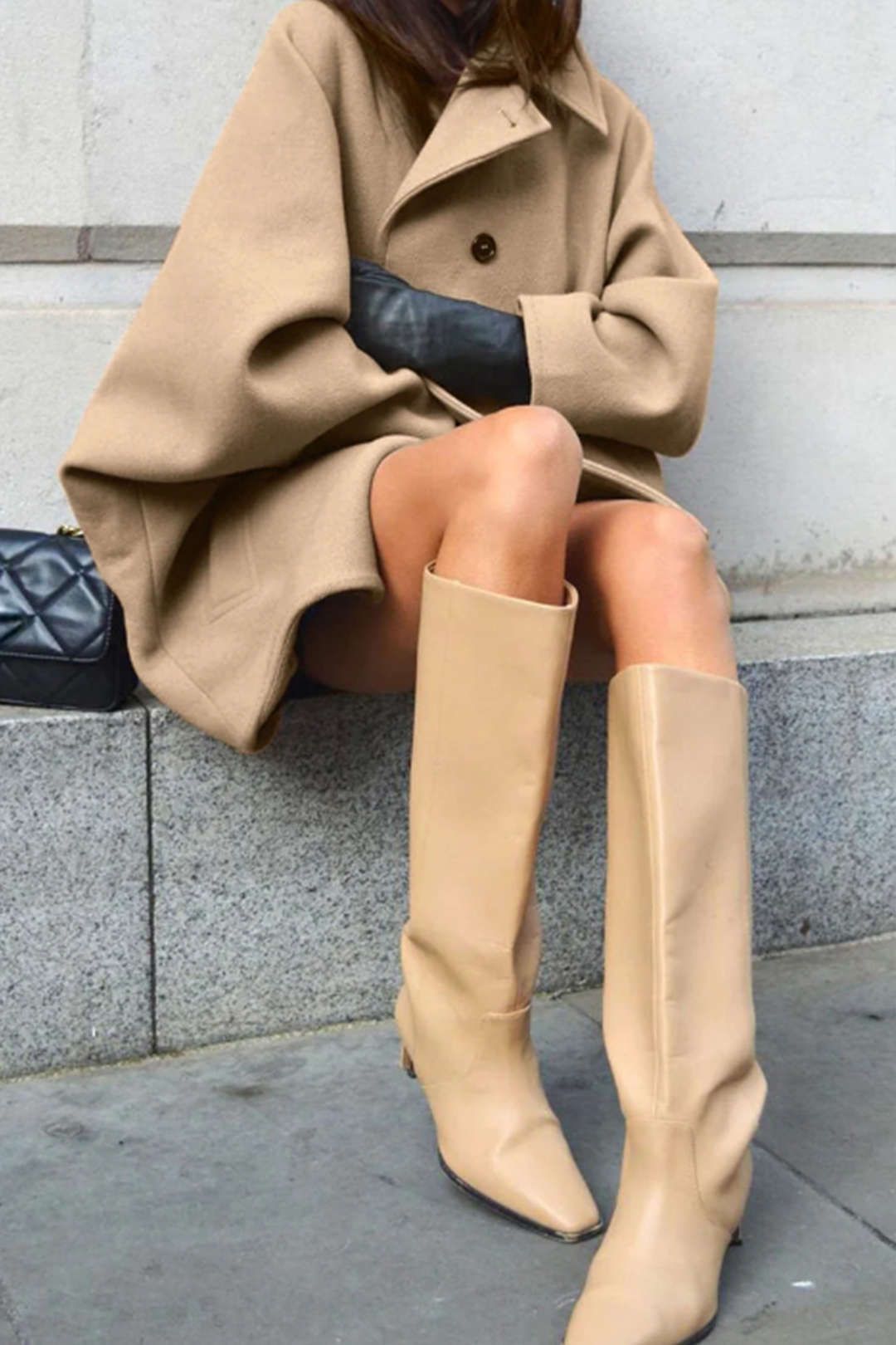 Solid Collared Pocket Button Coat sold by Micas