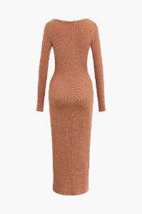 V-Neck Long Sleeve Knit Maxi Dress sold by Micas