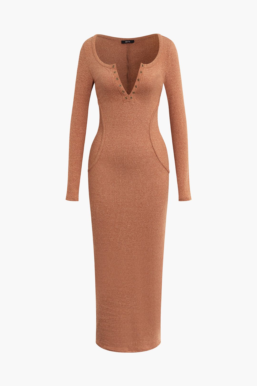 V-Neck Long Sleeve Knit Maxi Dress sold by Micas