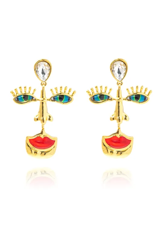 Face Feature Pendant Earrings sold by Micas