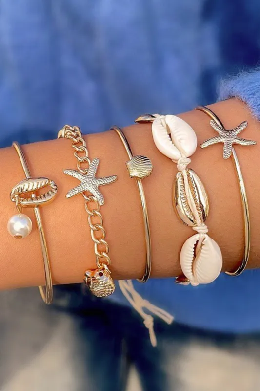Shell Starfish Pearl Layered Armbånd sold by Micas