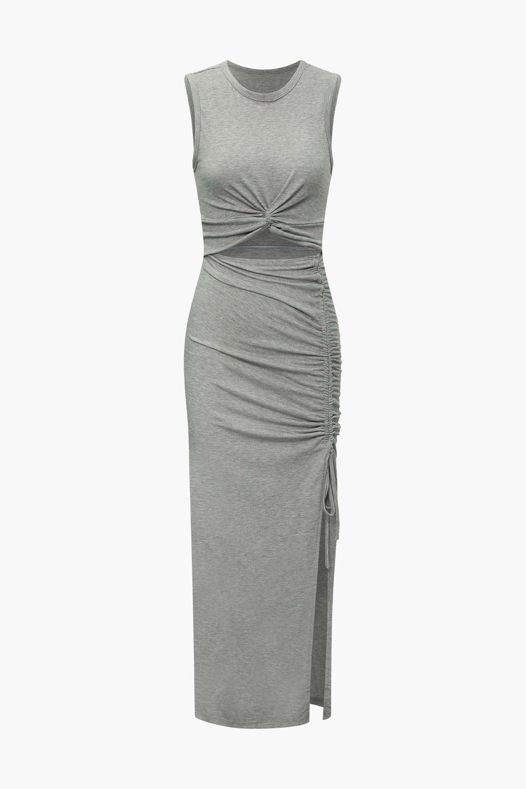Twist Front Cut Out Drawstring Slit Maxi Dress sold by Micas