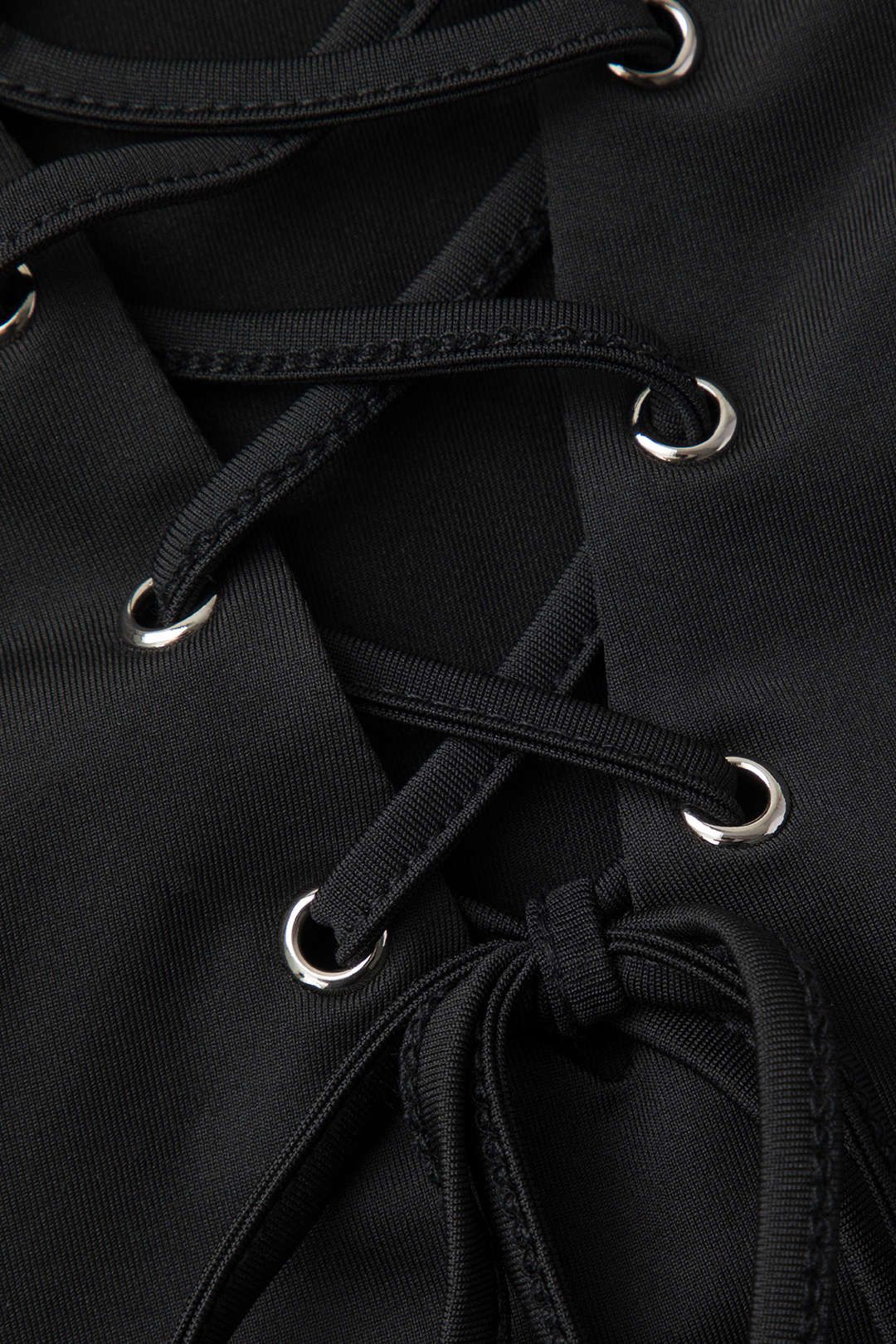 Lace Trim Tie Front Bodycon Mini Dress sold by Micas product image thumbnail 4