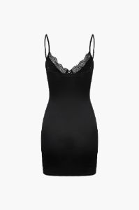 Lace Trim Tie Front Bodycon Mini Dress sold by Micas