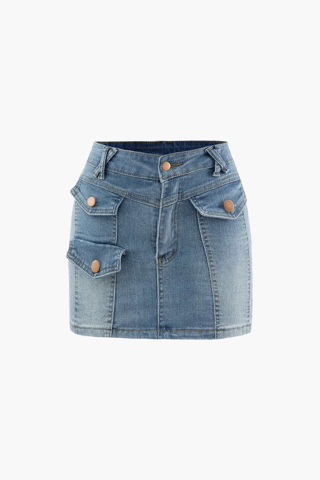 Denim Cargo Mini Skirt sold by Micas