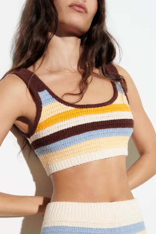 Color Block Stripe Knit Crop Cami Top sold by Micas